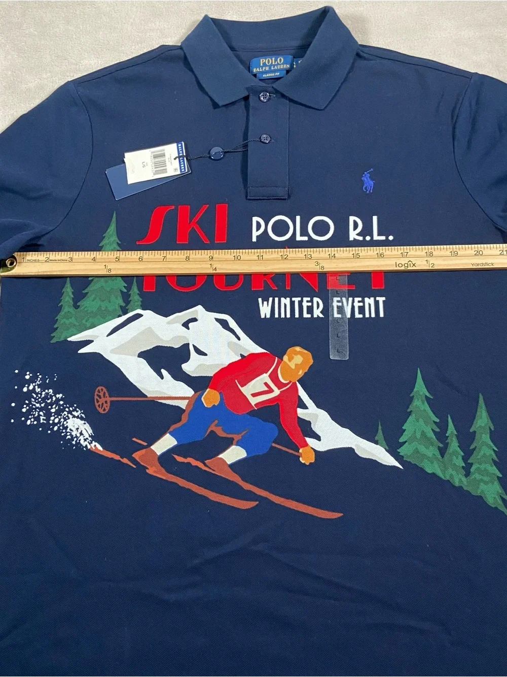 Ralph Lauren Navy Ski Tourney Graphic Polo